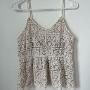 Lace cream tank